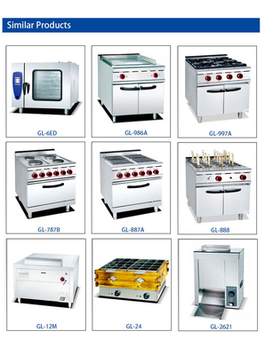 معدات الطهي الكهربائية / معدات مطبخ الوجبات السريعة GL-TT-6 29KW الطاقة 176kg الوزن