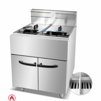 مقلي غاز مع 2 محرقة 30kg 11.2kw معدات الطهي معدات الطهي التجارية 220V الجهد
