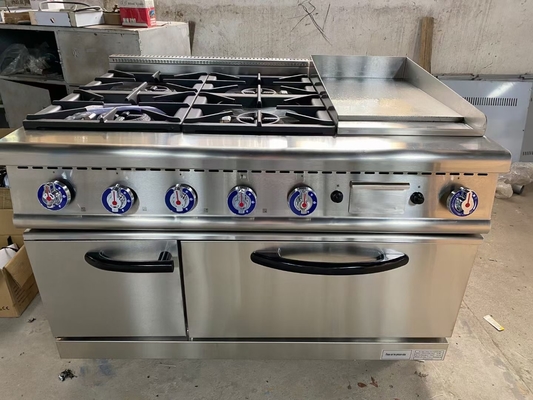 20.8kw معدات الطبخ الغازية المتنوعة مع فرن غازي ذو أربعة محرقات
