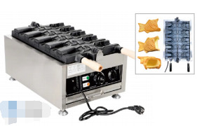 معدات الخبز التجارية 1.6 كيلوواط صانع وافل كهربائي للفلافل على شكل سمك 220-240V / 50-60HZ