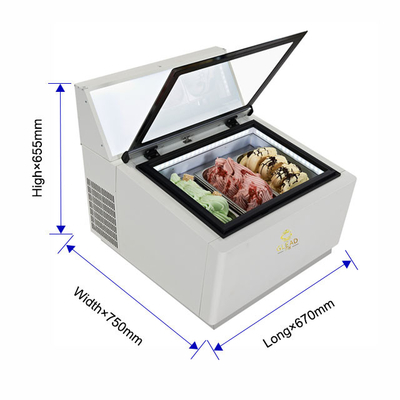 200W Smart Gelato Ice Cream Showcase with Reverse Cycle Defrost - 44KG وحدة التبريد الصناعي