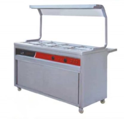 مطعم الحساء الكهربائي المدفئ Bain Marie 220-240V 50Hz 0°C~100°C معدات الطهي الفضية