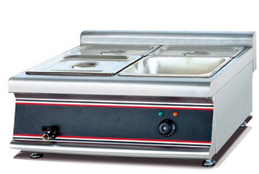 مطعم الحساء الكهربائي المدفئ Bain Marie 220-240V 50Hz 0°C~100°C معدات الطهي الفضية