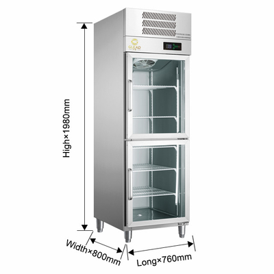 220-240V 2N-50HZ تبريد الهواء شاشة العرض خزانات التبريد 1000/1200 حجم 700W الطاقة 5~0°C درجة حرارة