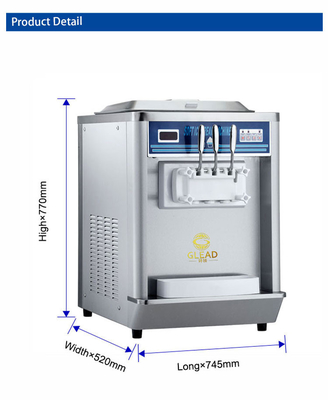 220-240V 2N ~ 50HZ صانع الآيس كريم المهني 12-18kg / h الناتج 2x1.8L خزان التجميد