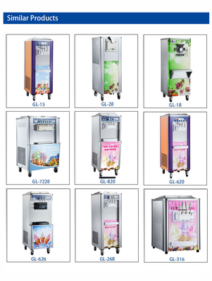 360-460 كوب/ساعة آلة آيس كريم صناعية 2x2.1L خزان التجميد 22-28kg/h الإنتاج
