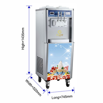 آلة صنع الآيس كريم التجارية 2.6kW R22/R404A المبردات 2x1.8L2x2.1L القدرة 330-420 كوب / ساعة