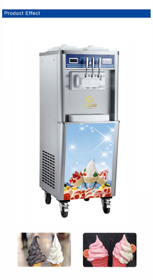 سعة آلة الآيس كريم الناعمة مع 20-25kg / h الإنتاج 28-36L / h الناتج 330-420 كوب / ساعة