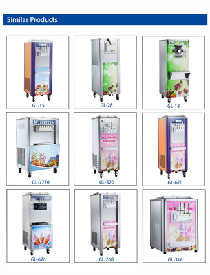 آلة الآيس كريم التجارية مع التبريد المسبق 20-25kg/h إنتاج R22/R404A المبرد