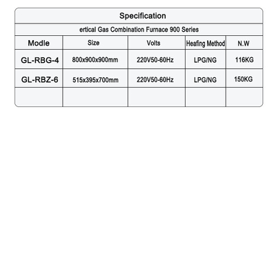 مطبخ الفنادق فرن الغاز الثقيل SS304 - الغاز المسال / الغاز الطبيعي 150KG N.W.