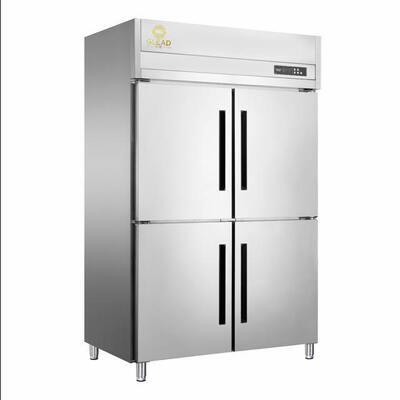 1600L Stainless Steel 4 Door Upright Commercial Refrigerator Vertical Chiller Cabinet Reach-in Fridge 0-10 Degree Commercial Kitchen Cooler For Restaurant Canteen Bakery Hotel Food Storage